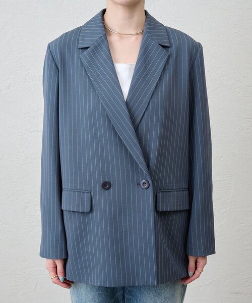 SHENERY(シーナリー)の「《セットアイテム》ストライプビッグジャケット(テーラードジャケット・レディース・ネイビー/グレー・36/38)」の13枚目の写真