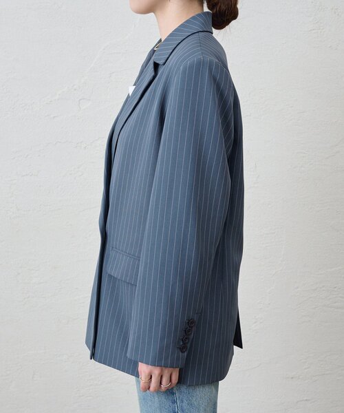 SHENERY(シーナリー)の「《セットアイテム》ストライプビッグジャケット(テーラードジャケット・レディース・ネイビー/グレー・36/38)」の14枚目の写真