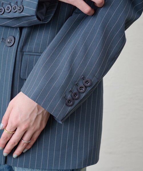 SHENERY(シーナリー)の「《セットアイテム》ストライプビッグジャケット(テーラードジャケット・レディース・ネイビー/グレー・36/38)」の18枚目の写真