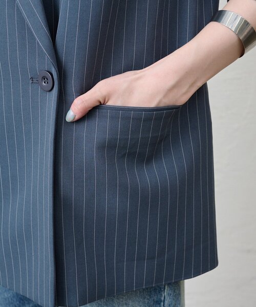 SHENERY(シーナリー)の「《セットアイテム》ストライプビッグジャケット(テーラードジャケット・レディース・ネイビー/グレー・36/38)」の19枚目の写真