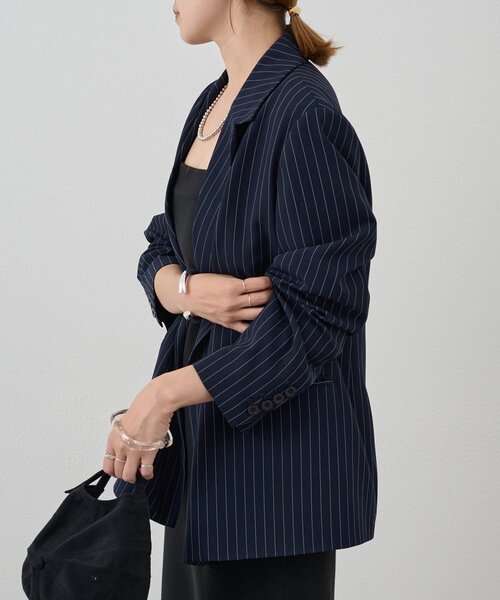 セール】《セットアイテム》ストライプビッグジャケット（テーラード