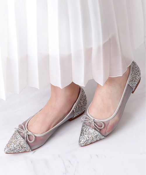 DIANA クラシカル グリッター フラットシューズ 24cm パンプス　美品 新品✨ DIANA ダイアナ クラシカルフラットシューズ グリッター