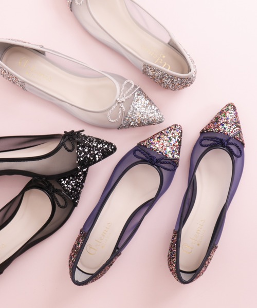 artemis by DIANA（アルテミスバイダイアナ）の「グリッター×チュール　ポインテッドトゥフラットシューズ（パンプス・レディース・シルバー/ブラック/マルチ・22.5cm/23.0cm/23.5cm/24.0cm/24.5cm/22.0cm）」の10枚目の写真