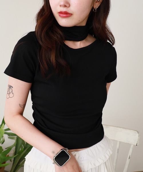 ROOPTOKYO（ループトウキョウ）の「Cutout Asymmetrical T-shirt / カットアウト アシンメトリー カットソー（Tシャツ/カットソー・レディース・ホワイト/カーキ/グレー/レッド/オートミール/ブラック・FREE）」の13枚目の写真