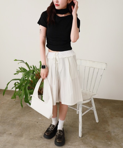 ROOPTOKYO（ループトウキョウ）の「Cutout Asymmetrical T-shirt / カットアウト アシンメトリー カットソー（Tシャツ/カットソー・レディース・ホワイト/カーキ/グレー/レッド/オートミール/ブラック・FREE）」の16枚目の写真