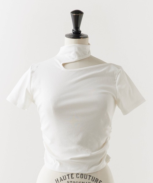 ROOPTOKYO（ループトウキョウ）の「Cutout Asymmetrical T-shirt / カットアウト アシンメトリー カットソー（Tシャツ/カットソー・レディース・ホワイト/カーキ/グレー/レッド/オートミール/ブラック・FREE）」の7枚目の写真