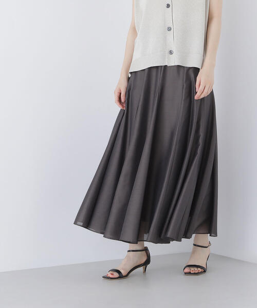 NATURAL BEAUTY BASIC(ナチュラルビューティーベーシック)の「◇シャイニーシアーボイルスカート(スカート・レディース・ダークブラウン/チャコールグレー/イエロー・P/S/MEDIUM/SMALL)」の7枚目の写真