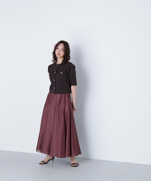 NATURAL BEAUTY BASIC(ナチュラルビューティーベーシック)の「◇シャイニーシアーボイルスカート(スカート・レディース・ダークブラウン/チャコールグレー/イエロー・P/S/MEDIUM/SMALL)」の11枚目の写真