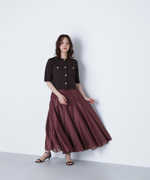 NATURAL BEAUTY BASIC(ナチュラルビューティーベーシック)の「◇シャイニーシアーボイルスカート(スカート・レディース・ダークブラウン/チャコールグレー/イエロー・P/S/MEDIUM/SMALL)」の12枚目の写真