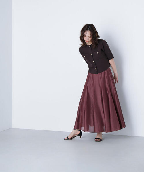 NATURAL BEAUTY BASIC(ナチュラルビューティーベーシック)の「◇シャイニーシアーボイルスカート(スカート・レディース・ダークブラウン/チャコールグレー/イエロー・P/S/MEDIUM/SMALL)」の17枚目の写真