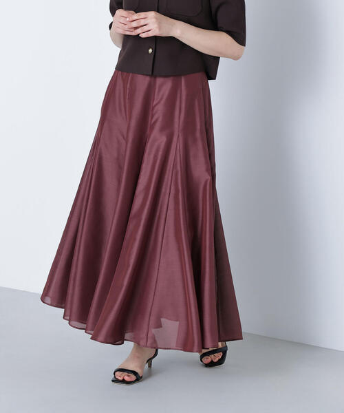 NATURAL BEAUTY BASIC(ナチュラルビューティーベーシック)の「◇シャイニーシアーボイルスカート(スカート・レディース・ダークブラウン/チャコールグレー/イエロー・P/S/MEDIUM/SMALL)」の2枚目の写真