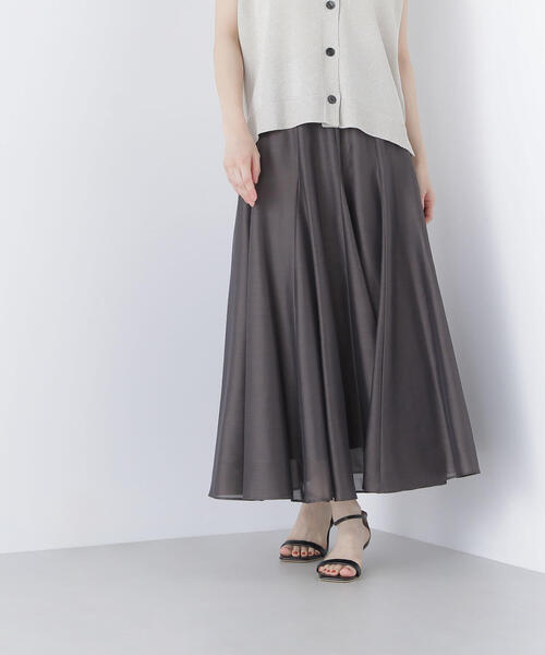 NATURAL BEAUTY BASIC(ナチュラルビューティーベーシック)の「◇シャイニーシアーボイルスカート(スカート・レディース・ダークブラウン/チャコールグレー/イエロー・P/S/MEDIUM/SMALL)」の1枚目の写真