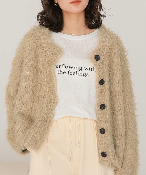 titivate（ティティベイト）の「ふわふわ毛ガキニットカーディガン（カーディガン/ボレロ・レディース・ピンク/キャメル/グレー/ライトベージュ・L/M）」の3枚目の写真