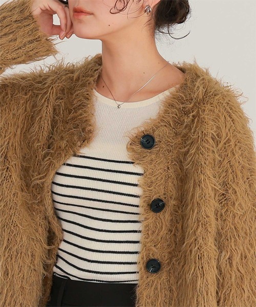 titivate（ティティベイト）の「ふわふわ毛ガキニットカーディガン（カーディガン/ボレロ・レディース・ピンク/キャメル/グレー/ライトベージュ・L/M）」の13枚目の写真