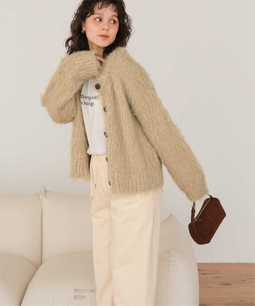 titivate（ティティベイト）の「ふわふわ毛ガキニットカーディガン（カーディガン/ボレロ・レディース・ピンク/キャメル/グレー/ライトベージュ・L/M）」の9枚目の写真