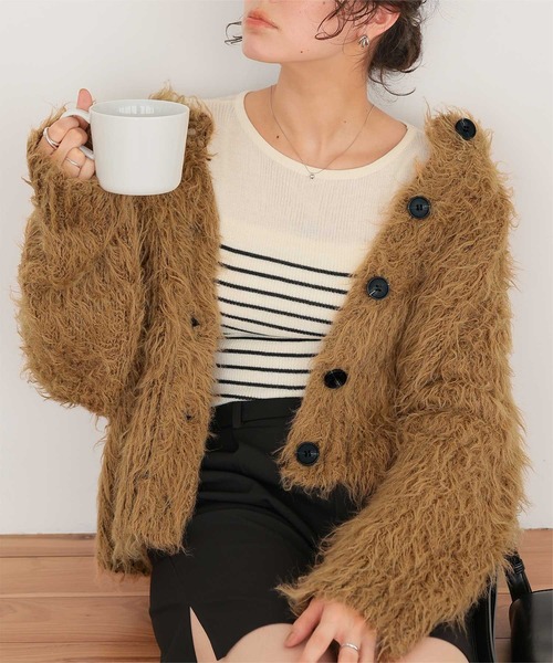 titivate（ティティベイト）の「ふわふわ毛ガキニットカーディガン（カーディガン/ボレロ・レディース・ピンク/キャメル/グレー/ライトベージュ・L/M）」の16枚目の写真