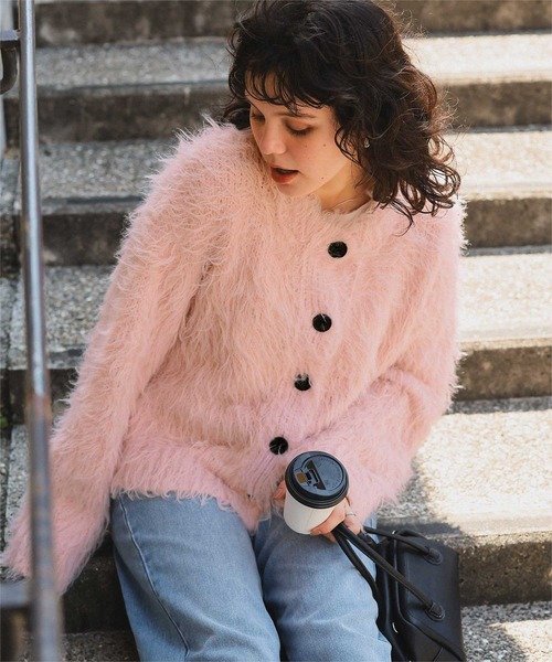 titivate（ティティベイト）の「ふわふわ毛ガキニットカーディガン（カーディガン/ボレロ・レディース・ピンク/キャメル/グレー/ライトベージュ・L/M）」の18枚目の写真