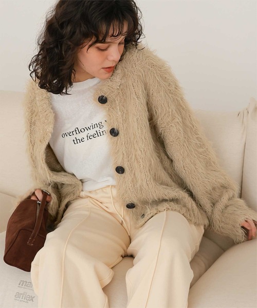 titivate（ティティベイト）の「ふわふわ毛ガキニットカーディガン（カーディガン/ボレロ・レディース・ピンク/キャメル/グレー/ライトベージュ・L/M）」の12枚目の写真