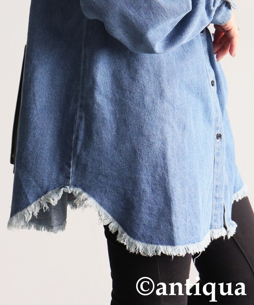 antiqua（アンティカ）の「ヴィンテージ加工デニムシャツ（シャツ/ブラウス・レディース・グレー/ブルー・ONESIZE）」の13枚目の写真