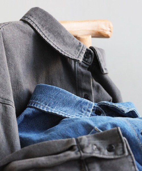 antiqua（アンティカ）の「ヴィンテージ加工デニムシャツ（シャツ/ブラウス・レディース・グレー/ブルー・ONESIZE）」の14枚目の写真
