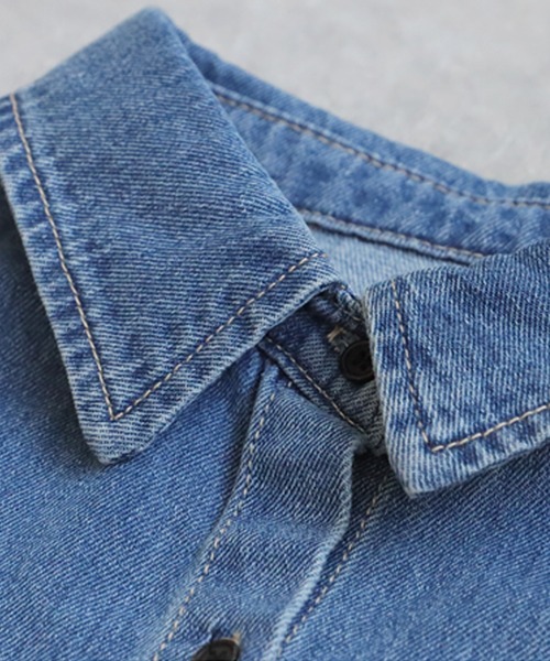 antiqua（アンティカ）の「ヴィンテージ加工デニムシャツ（シャツ/ブラウス・レディース・グレー/ブルー・ONESIZE）」の17枚目の写真
