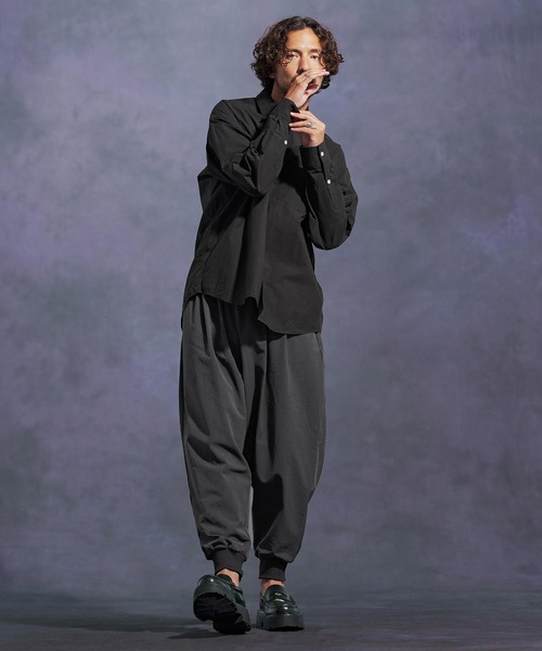 美品 ランバンオンブルー 2,3万円 裾リブパンツ バルーンパンツ ブラック mp13898-TRストレッチバルーンリブパンツ（その他パンツ）｜Jih Nunc