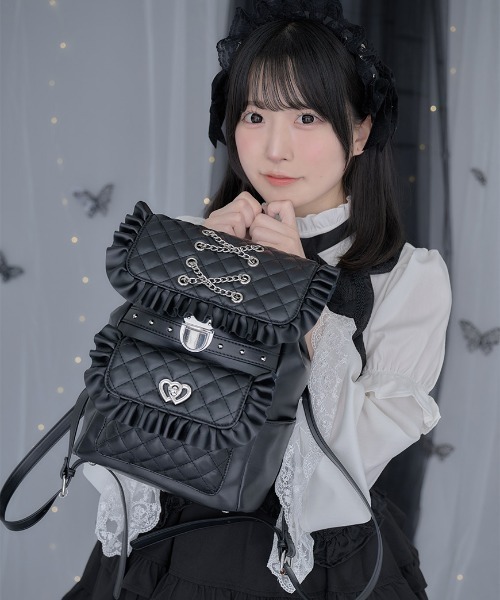 ililil(イルイルイル)の「『ililil/イルイルイル』【地雷ちゃんのまっくろふりるの罪リュック】バックパック(バックパック/リュック・レディース・ブラック・FREE)」の15枚目の写真