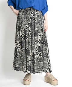 NON TOKYO/ノントーキョー】DIRECT PRINT RIB GATHER LONG SKIRT