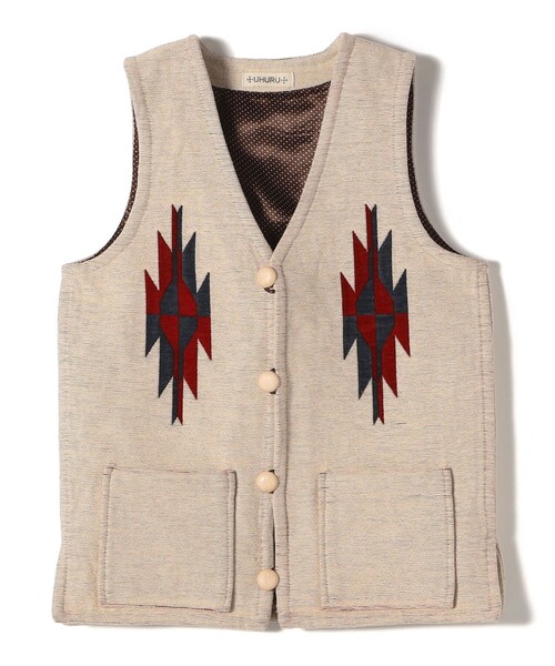 SHIPS（シップス）の「【SHIPS別注】UHURU:ジャカード  ベスト（ベスト・レディース・ナチュラル/ブラック・ONE SIZE）」の6枚目の写真