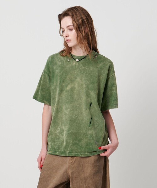 tシャツ 「ASTRAET」コットン アシッド/ダメージ クルーネックTシャツ レディース ASTRAET＞コットン アシッド/ダメージ クルーネックTシャツ（T