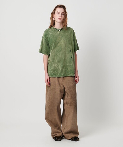ASTRAET＞コットン アシッド/ダメージ クルーネックTシャツ（T