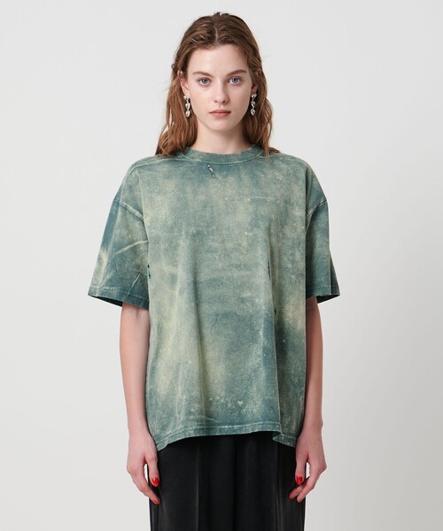ASTRAET＞コットン アシッド/ダメージ クルーネックTシャツ（T