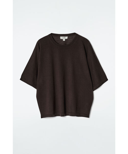 COS(コス)の「メリノウール Tシャツ(Tシャツ/カットソー・レディース・ダークブラウン・S/P/M/L/XS)」の6枚目の写真