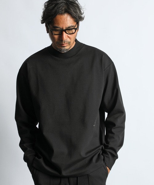 The DUFFER of ST.GEORGE（ザダファーオブセントジョージ）の「「AIR FLEX」SETUP MOCK NECK L/S TEE：機能素材 「エアフレックス」セットアップ モックネック ロンTEE（Tシャツ/カットソー・メンズ・チャコールグレー/ブラック・X-LARGE/LARGE/MEDIUM/SMALL）」の3枚目の写真