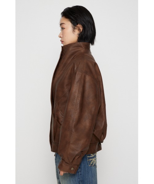 STAND NECK FAUX LEATHER ブルゾン（ブルゾン）｜LAGUA GEM
