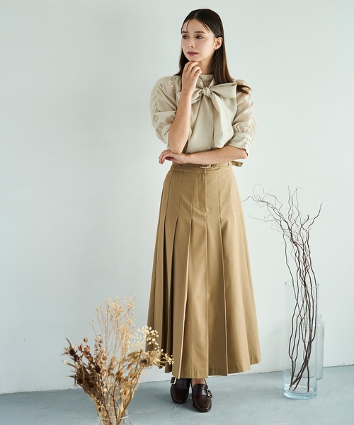 31 Sons de mode（トランテアン　ソン　ドゥ　モード）の「2025秋冬新作 セミフレアプリーツスカート（スカート・レディース・グレー/キャメル・M/S）」の17枚目の写真