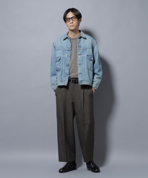 NANO universe（ナノユニバース）の「AUTHENコラボ SILKNIZED DENIM トラッカージャケット(セットアップ可)（デニムジャケット・メンズ・ネイビー/サックスブルー・M/L）」の7枚目の写真