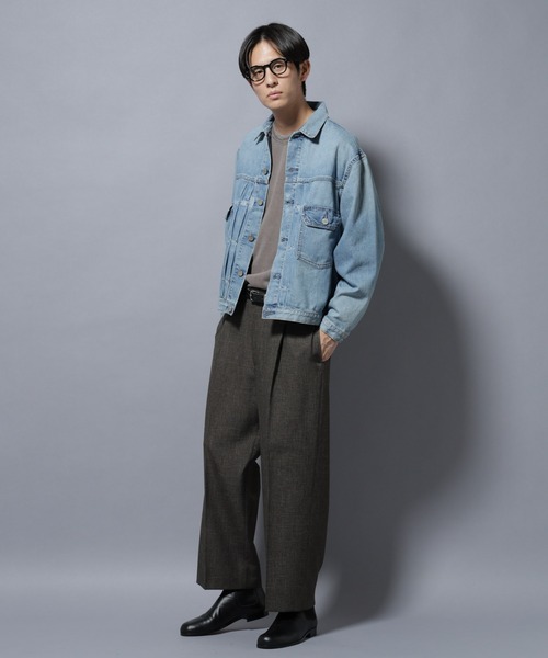 NANO universe（ナノユニバース）の「AUTHENコラボ SILKNIZED DENIM トラッカージャケット(セットアップ可)（デニムジャケット・メンズ・ネイビー/サックスブルー・M/L）」の8枚目の写真