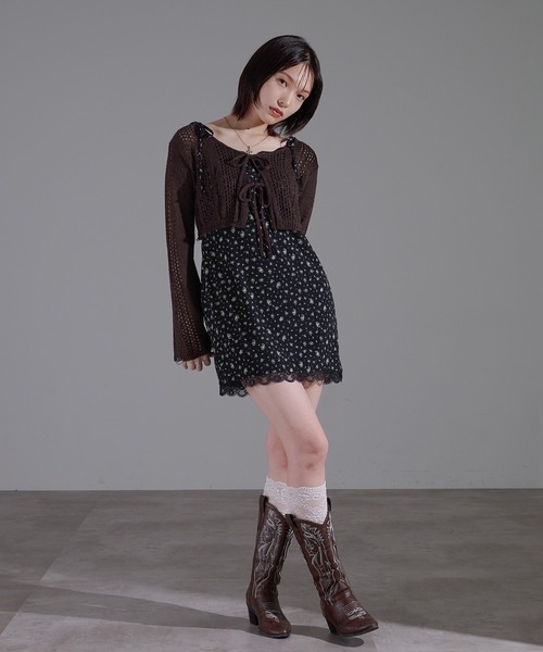 apres jour mignon(アプレジュールミニョン)の「透かし編みボレロ【ZOZOTOWN限定アイテム】(Tシャツ/カットソー・レディース・ブラウン系その他/アイボリー/ブラック・X-LARGE/フリー)」の4枚目の写真