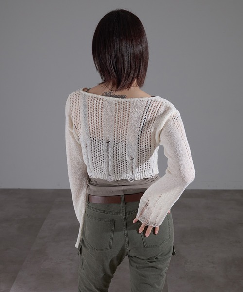 apres jour mignon(アプレジュールミニョン)の「透かし編みボレロ【ZOZOTOWN限定アイテム】(Tシャツ/カットソー・レディース・ブラウン系その他/アイボリー/ブラック・X-LARGE/フリー)」の10枚目の写真
