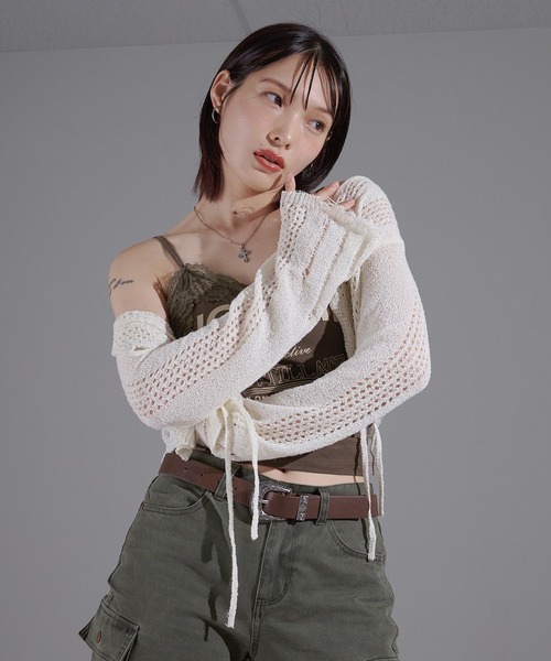apres jour mignon(アプレジュールミニョン)の「透かし編みボレロ【ZOZOTOWN限定アイテム】(Tシャツ/カットソー・レディース・ブラウン系その他/アイボリー/ブラック・X-LARGE/フリー)」の14枚目の写真