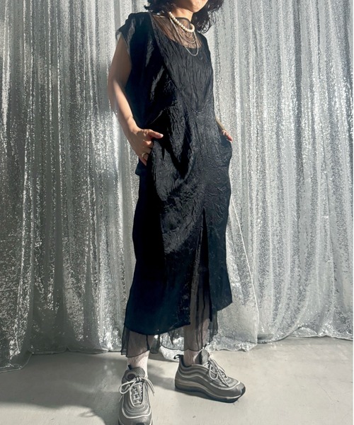 PROVOKE (プロヴォーク)の「LAYERED N/S DRESS(ワンピース・レディース・ホワイト/ブラック・FREE)」の2枚目の写真
