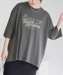 ピグメントドッキング布帛五分袖Tシャツ