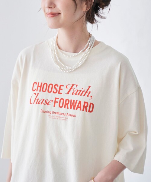 coen(コーエン)の「ピグメントドッキング布帛五分袖Tシャツ(Tシャツ/カットソー・レディース・オフホワイト/ベージュ/ダークグレー/ライトブルー・M/L)」の8枚目の写真