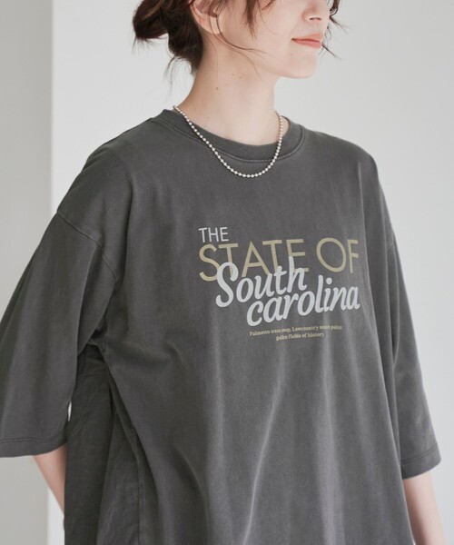 coen(コーエン)の「ピグメントドッキング布帛五分袖Tシャツ(Tシャツ/カットソー・レディース・オフホワイト/ベージュ/ダークグレー/ライトブルー・M/L)」の15枚目の写真