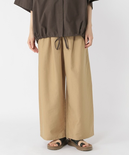 美脚パンツと同素材】【セットアップ対応】　ショルダータックノースリ 接触冷感】タックワイドパンツ[プチ・プラスサイズあり]（その他