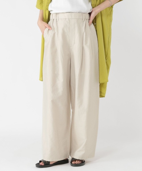 studio CLIP（スタディオクリップ）の「【接触冷感】タックワイドパンツ[プチ・プラスサイズあり]（その他パンツ・レディース・ベージュ/チャコール/ネイビー/アイボリー・MEDIUM/PF/ﾌﾘｰ(L)/LARGE）」の10枚目の写真