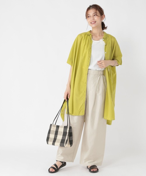 studio CLIP（スタディオクリップ）の「【接触冷感】タックワイドパンツ[プチ・プラスサイズあり]（その他パンツ・レディース・ベージュ/チャコール/ネイビー/アイボリー・MEDIUM/PF/ﾌﾘｰ(L)/LARGE）」の14枚目の写真