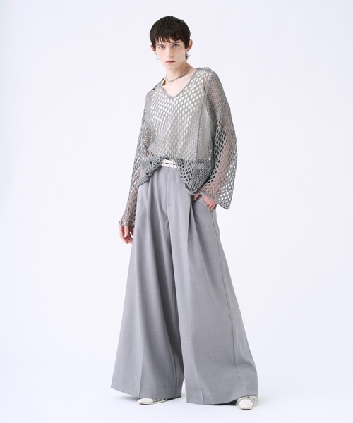 seyto フレアパンツ seyto（セイト）の「Jacquard glossy wide flare pants / ジャガード