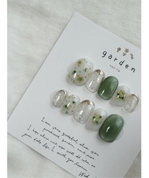 tone(トーン)の【garden】押し花ネイル green(MA)(ネイルシール/ネイルチップ)